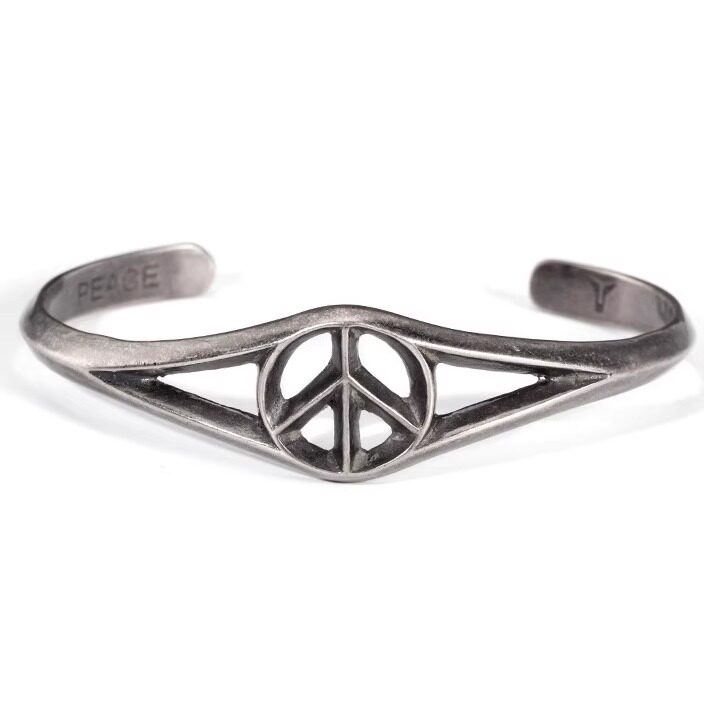 ROCK PUNK欧美和平反战钛钢手镯男女潮人时尚复古高级感简约饰品