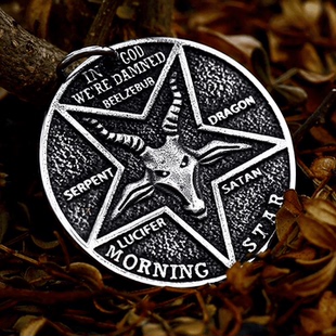 Rock Punk 时尚潮牌钛钢路西法撒旦项链饰品五角星配饰欧美挂吊坠