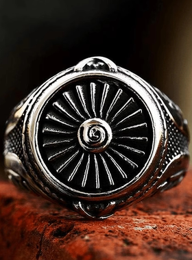 Rock Punk 朋克风潮牌复古机车风戒指创意跨境新款涡轮欧美食指环