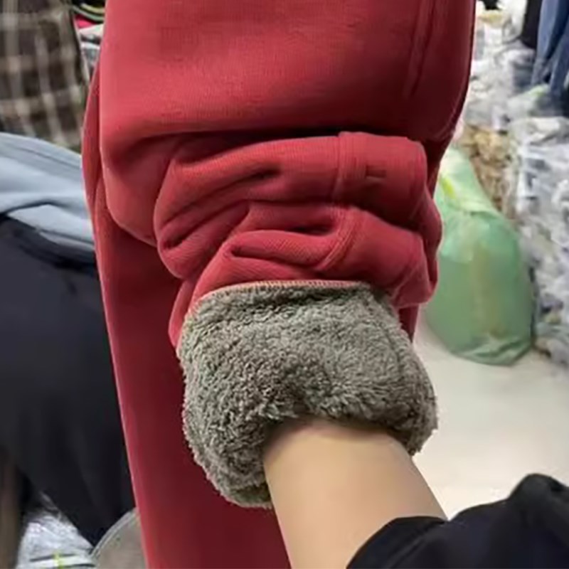 休闲裤女冬季2024新款小个子高腰百搭宽松显瘦加绒加厚束脚卫裤