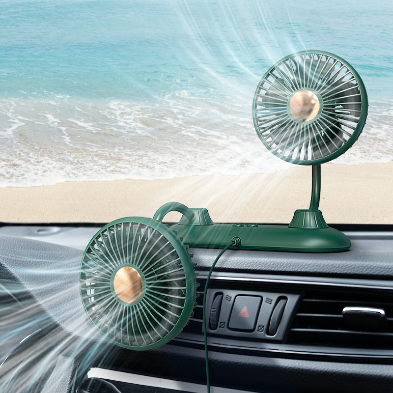车载大风力电扇双头USB车用迷你风扇家车两用多功能超强三挡风扇