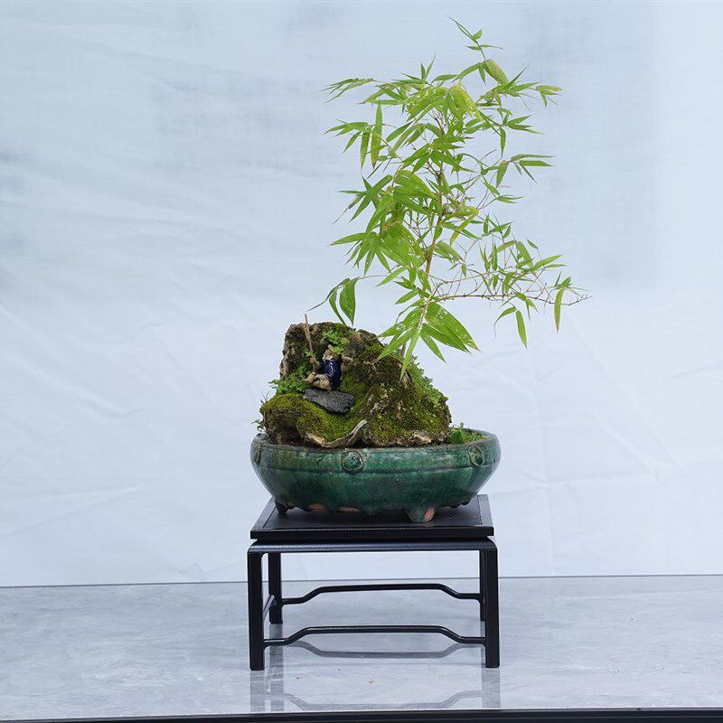 单层小品架铝合金古典花架中式桌面盆艺花几盆景架古董奇石茶具架