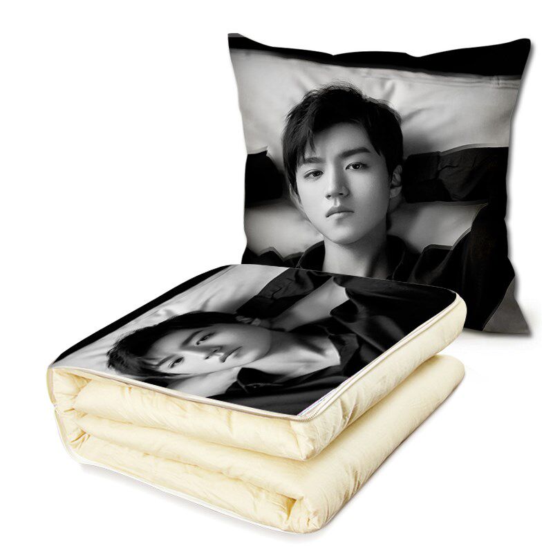 王俊凯冬天被子两用靠枕汽车用女生可爱抱枕多功能折叠加厚三合一