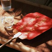 松泉 结婚接亲拍照道具红色喜扇 手绘新娘伴娘团扇子团扇婚礼中式