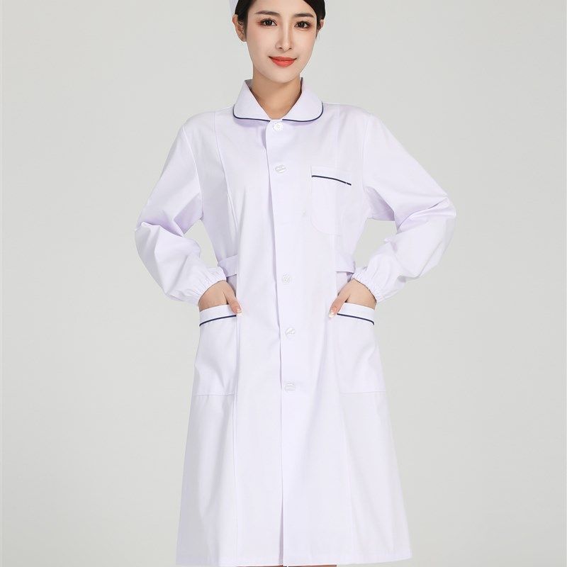 护士服长袖松紧袖实习生圆领娃娃领白大褂松紧袖口医护大码工作服