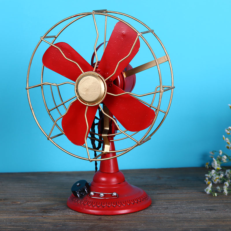 复古怀旧老式铁皮电风扇模型摆件拍摄影视道具咖啡厅店铺道具模型