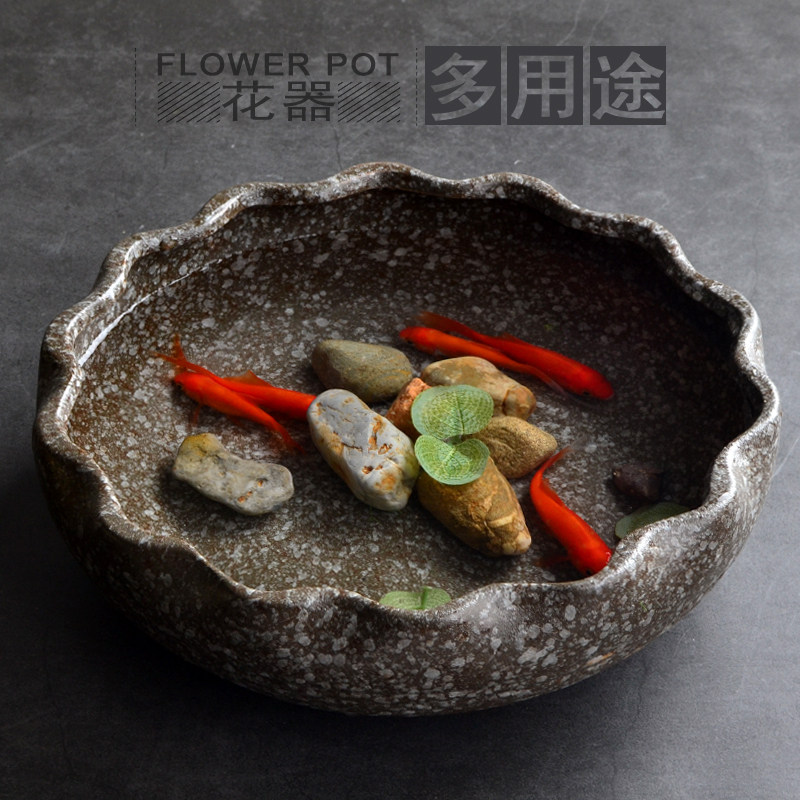 多肉花盆陶瓷大号水仙花盆无孔铜钱草养鱼缸室内水培植物花盆容器