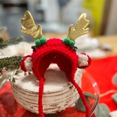 耶诞节宠物鹿角帽子猫咪狗狗布偶猫麋鹿耶诞针织头套泰迪蔚来帽子