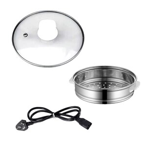 蒸笼不锈钢学生锅蒸屉加厚加高家用电热锅篦子电煮锅配件盖子电线