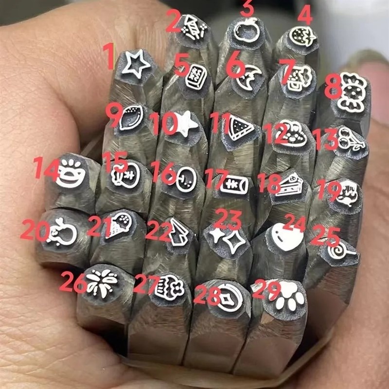 卡通錾刻图案手工金银加工钢印錾刻刀錾刻工具创意图案雕刻加工