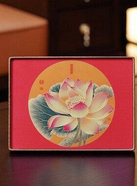 铜雕画摆件礼盒高级感桌面装饰画电视柜办公室莲花摆台送长辈礼物