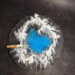 冬官手作 水泥石膏雪山高山摆件烟灰缸雪山湖长白山天池模型烟缸