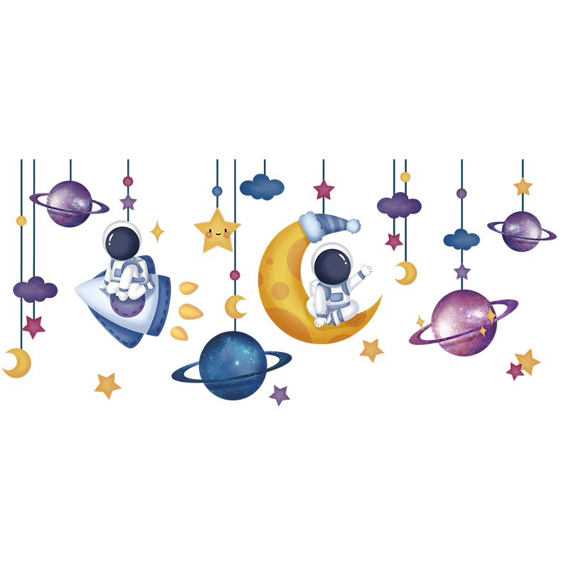 幼儿园创太空主题墙面装饰成品环境布置宇航员星球贴纸墙贴画文化