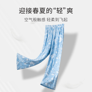 春织春夏妈妈家居裤纯棉高腰大码奶奶中老年七分裤裤子老人睡裤女