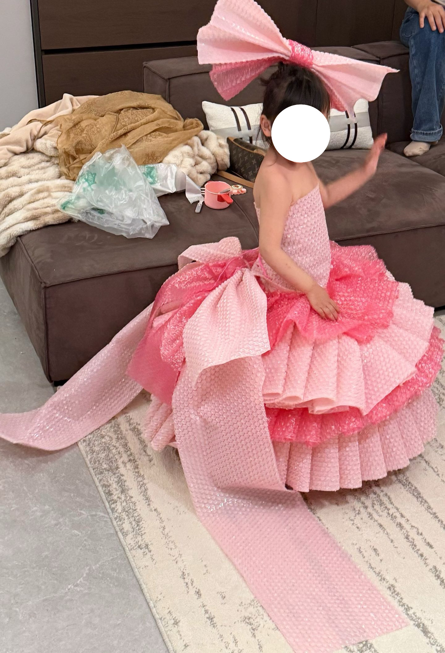气泡膜公主裙手工可diy材料包儿童走秀六一环保时装秀服装女童