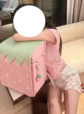 可爱小草莓粉色少女心双肩包天真一字萌二次元幼稚园少萝莉书包