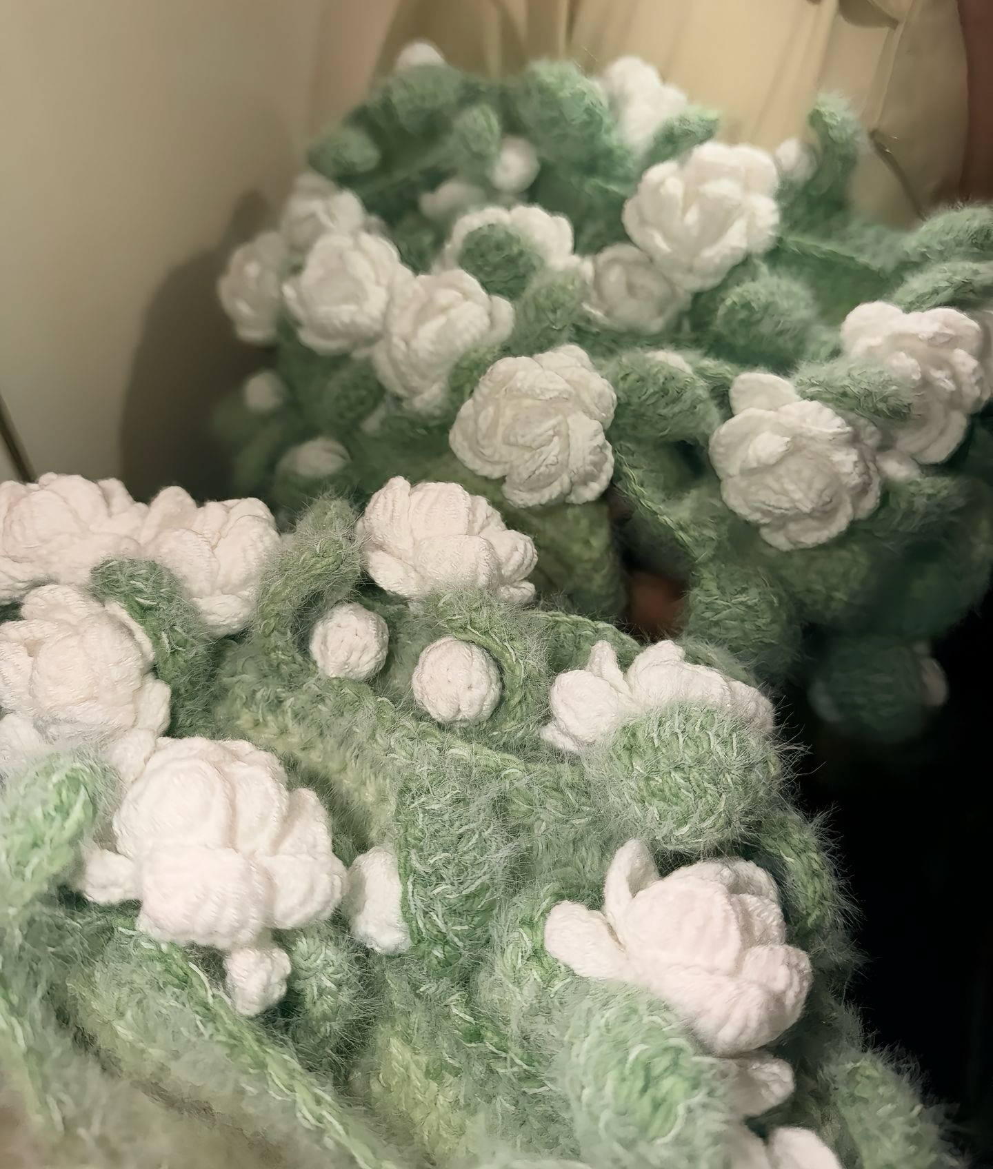 绿色手工diy材料毛毯茉莉花束毛毯编织diy材料包毛线送女友小清新