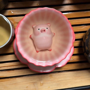 品茗杯个人专用喝茶功夫小猪猪茶杯吐泡泡小猪汝窑茶杯主人杯陶瓷