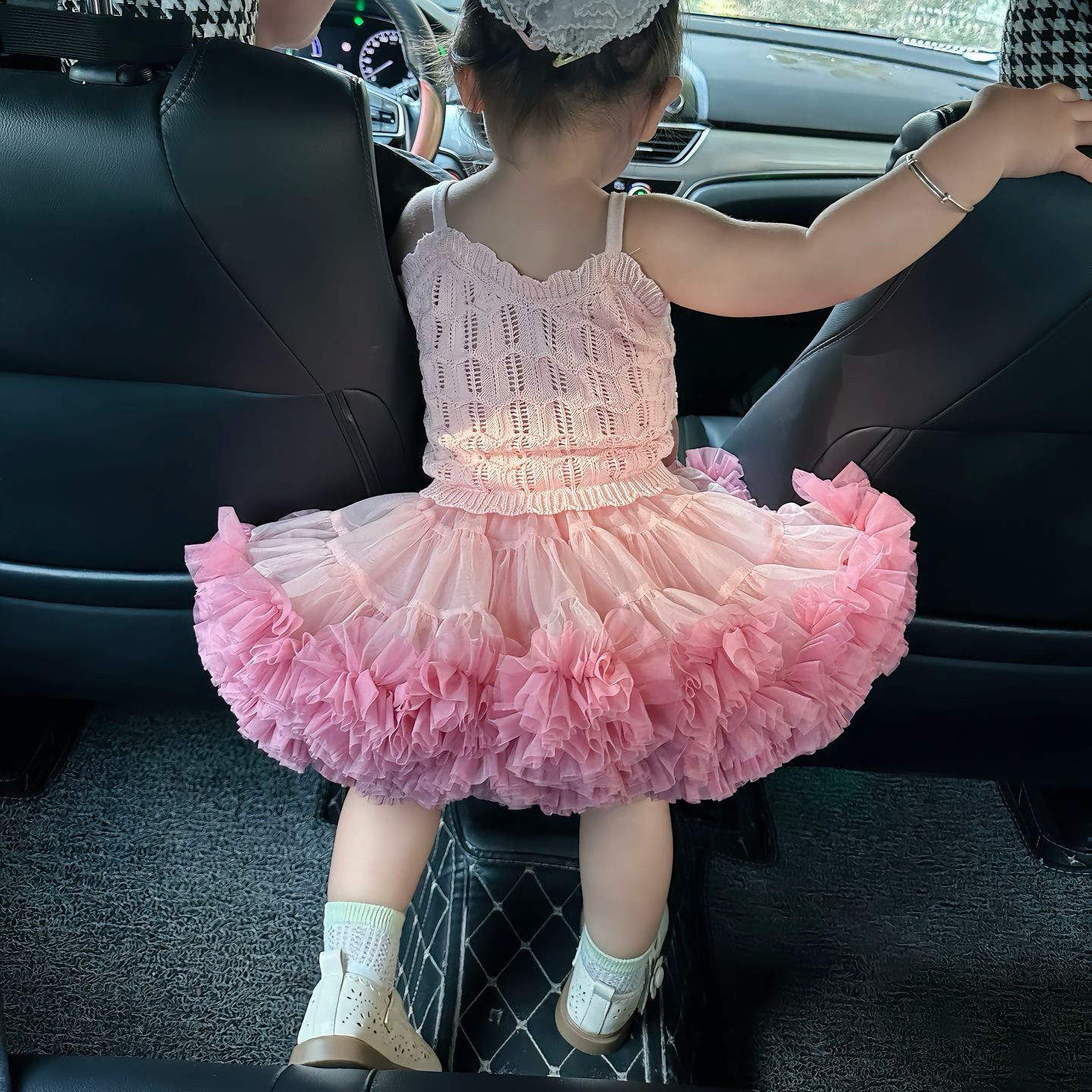 新款吊带镂空背心针织吊带蓬蓬裙两件套夏季女童背心宝宝套装