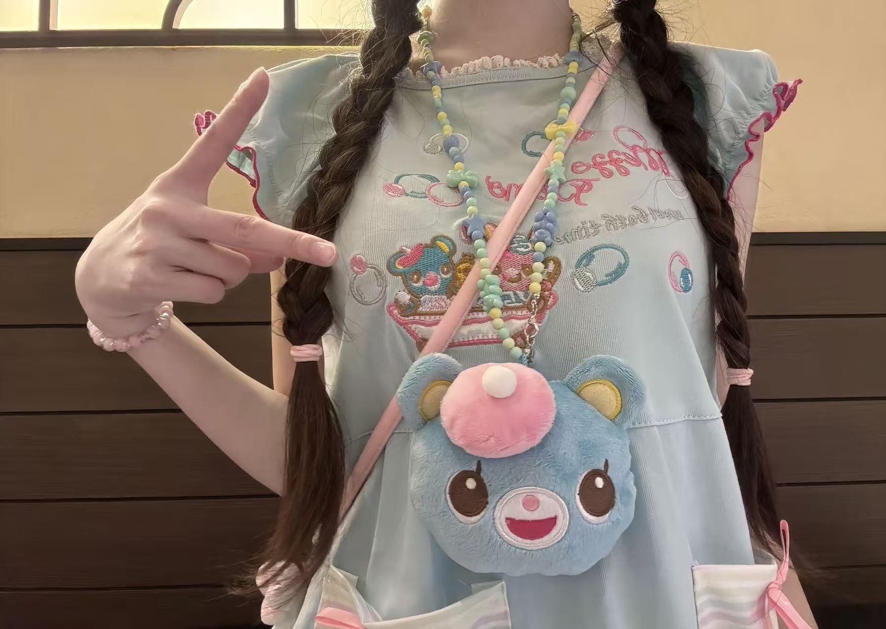 2026新款自制钢琴兔毛绒卡通项链糖果色女儿服配饰