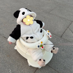 熊猫装新生儿冬装宝宝黑白连体衣衣服秋冬男女加绒加厚可爱连体衣