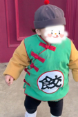 儿童可爱保暖衣服儿童悟空饺子中国风冬款 男女童加绒厚棉服