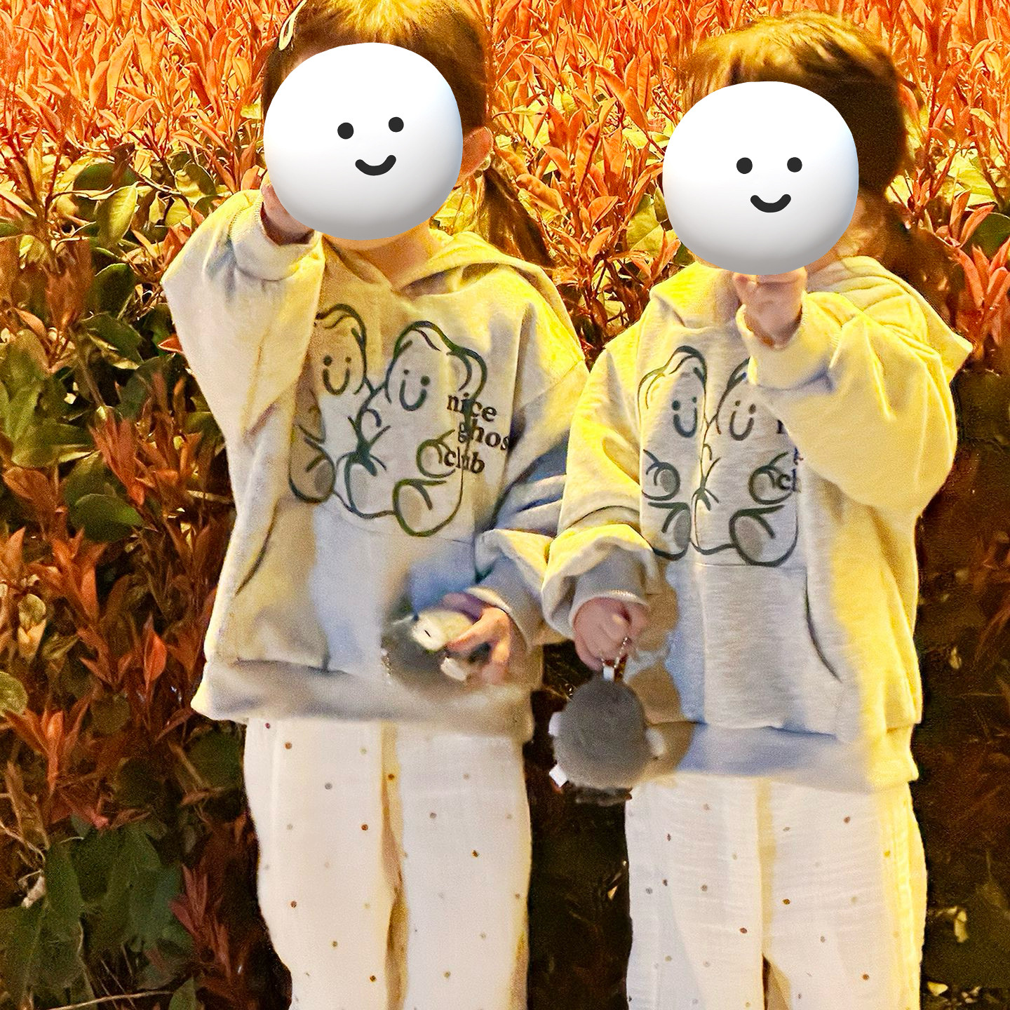 春秋装新款卫衣灰色男女童休闲宽松连帽卡通图案情侣款2026