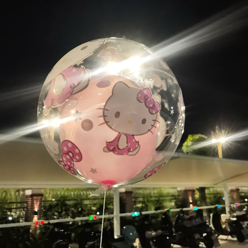 粉色小猫可爱透明波波球儿童气球卡通公主风趣味玩具氛围装饰