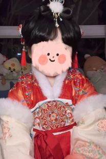 新中式毛绒套装女童汉服冬季新款宝宝古风古装超仙加绒加厚裙子