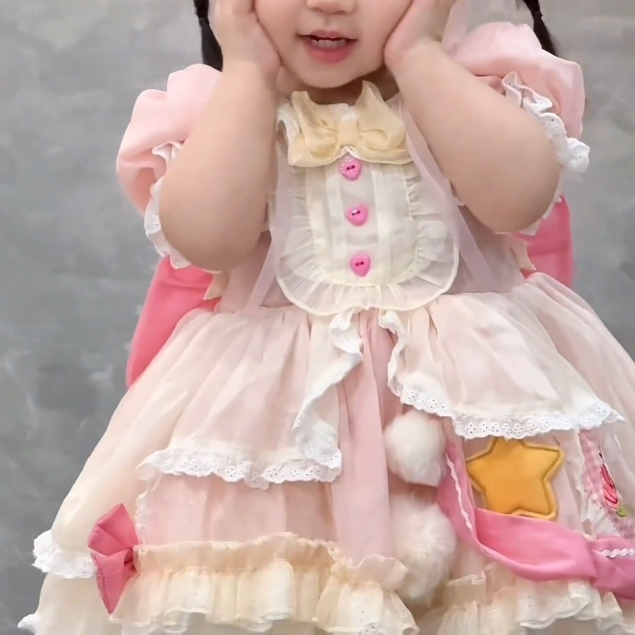 周岁宝宝礼服洋装新款宫廷夏季连衣裙女童洛丽塔粉色蓬蓬公主短袖