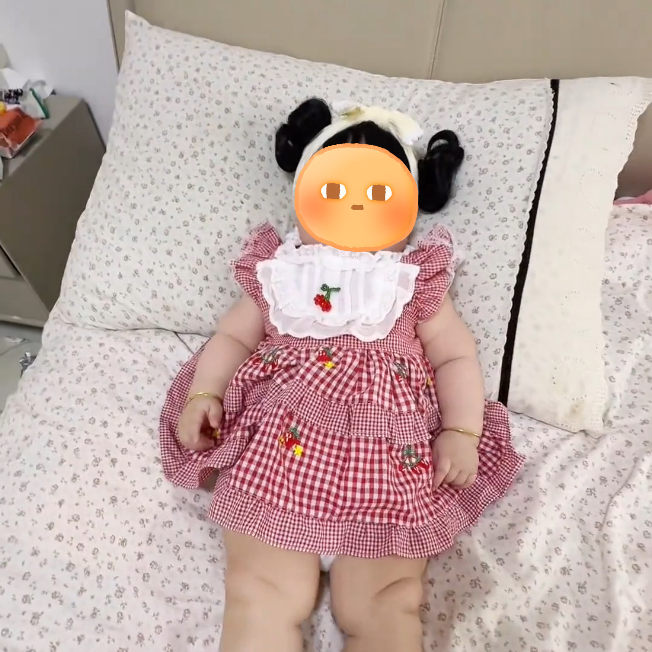 红色格子儿童新款洋气公主裙子可爱2026宝宝洛丽塔夏季连衣裙礼服