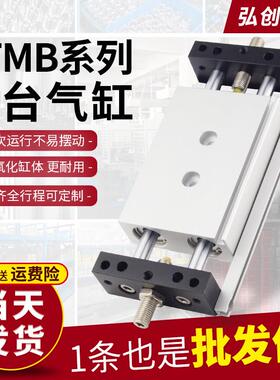 STMB小型气动大推力双轴双杆带导轨滑台夹具精密气缸10/16/20/25