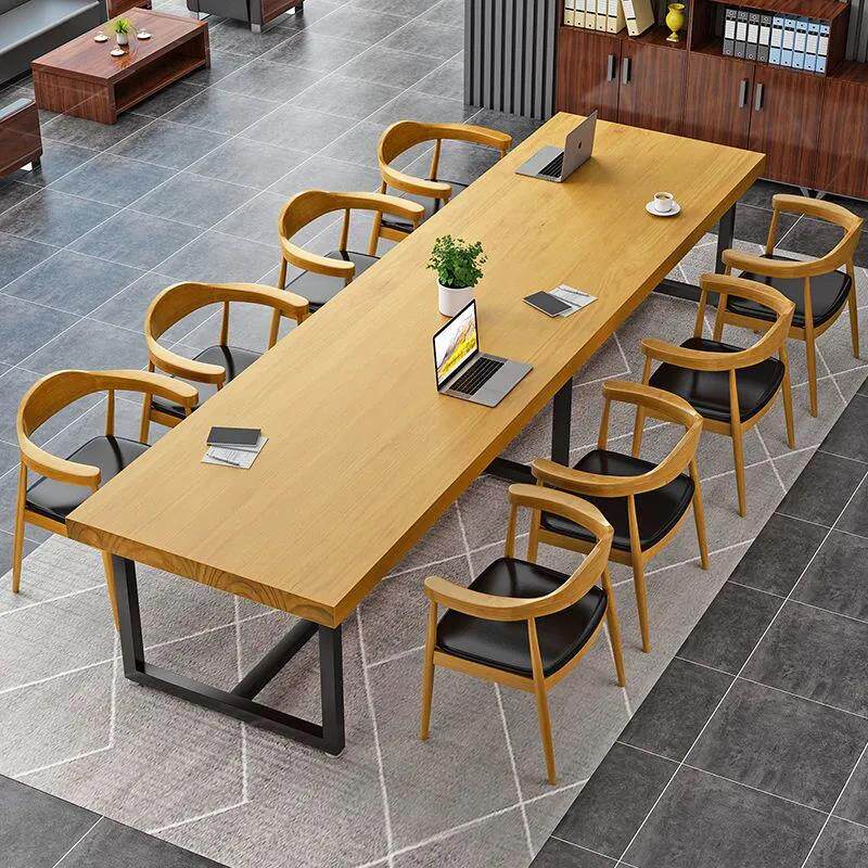 实木会议桌长条桌简约现代长桌loft家用洽谈桌椅组合电脑办公桌子