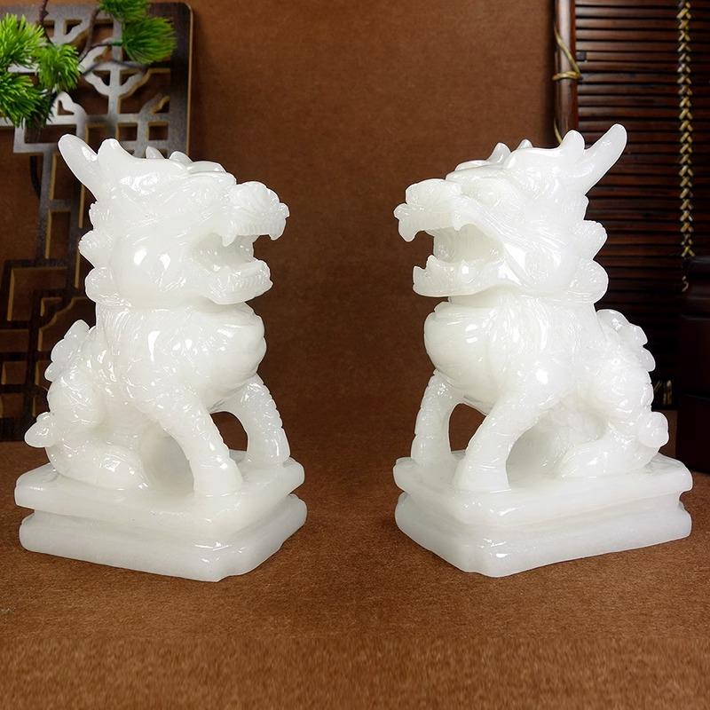 天然玉石麒麟摆件乔迁送礼公司开业招财镇宅客厅电视柜酒柜装饰