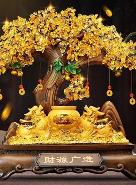 貔貅招财聚宝盆摆件客厅酒柜发财树聚财装饰品店铺收银柜台开 业