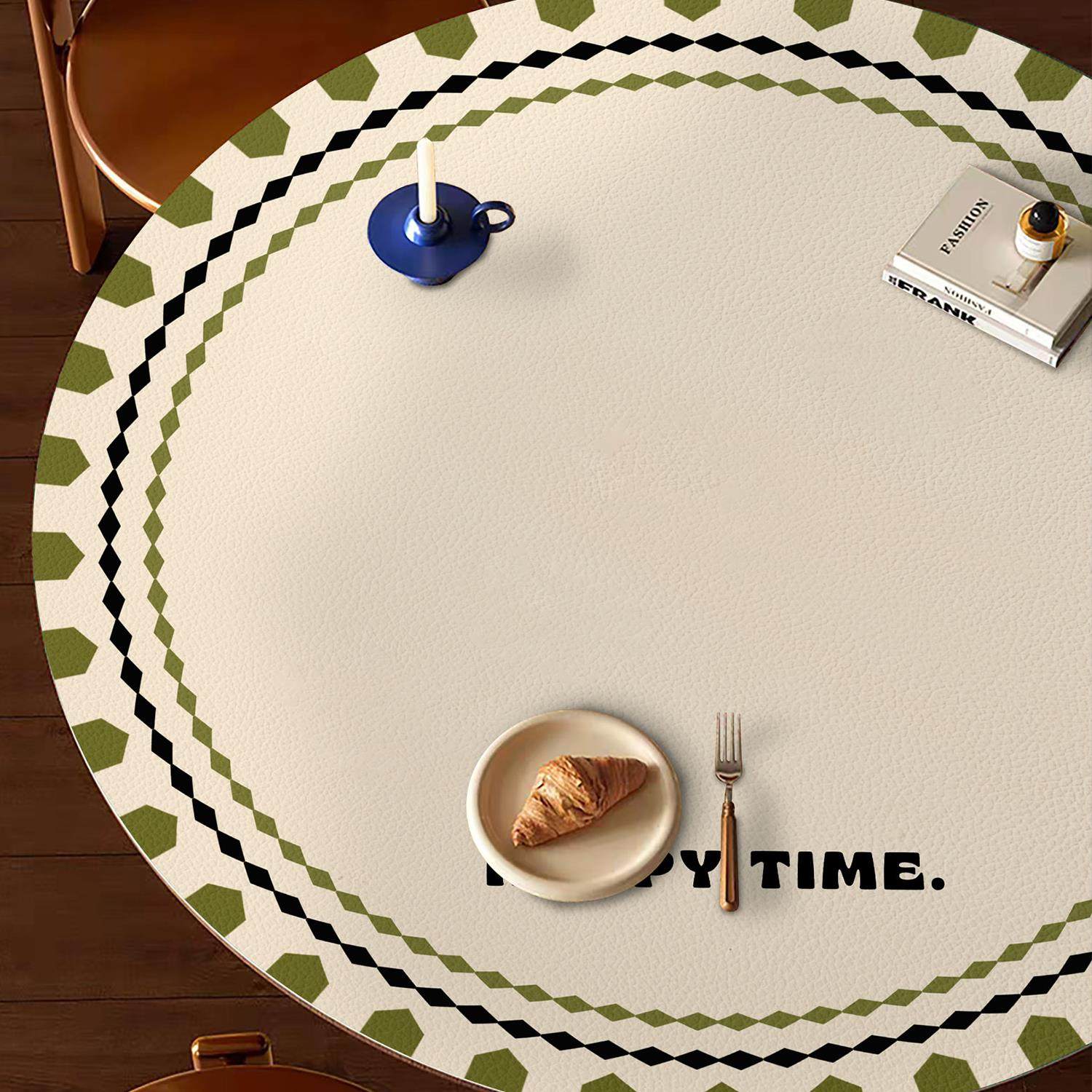 几何高级感茶几垫皮革pvc圆形学习桌书桌台面保护垫好打理桌垫