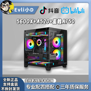 5600X 蓝戟A750电竞海景房DIY主机 微星a520