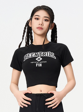 Fun潮牌短袖T恤女短款24夏季新款beentrill系列美式休闲上衣