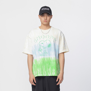 男女同款 Fun潮牌T恤24年夏史努比扎染宽松圆领短袖 衫