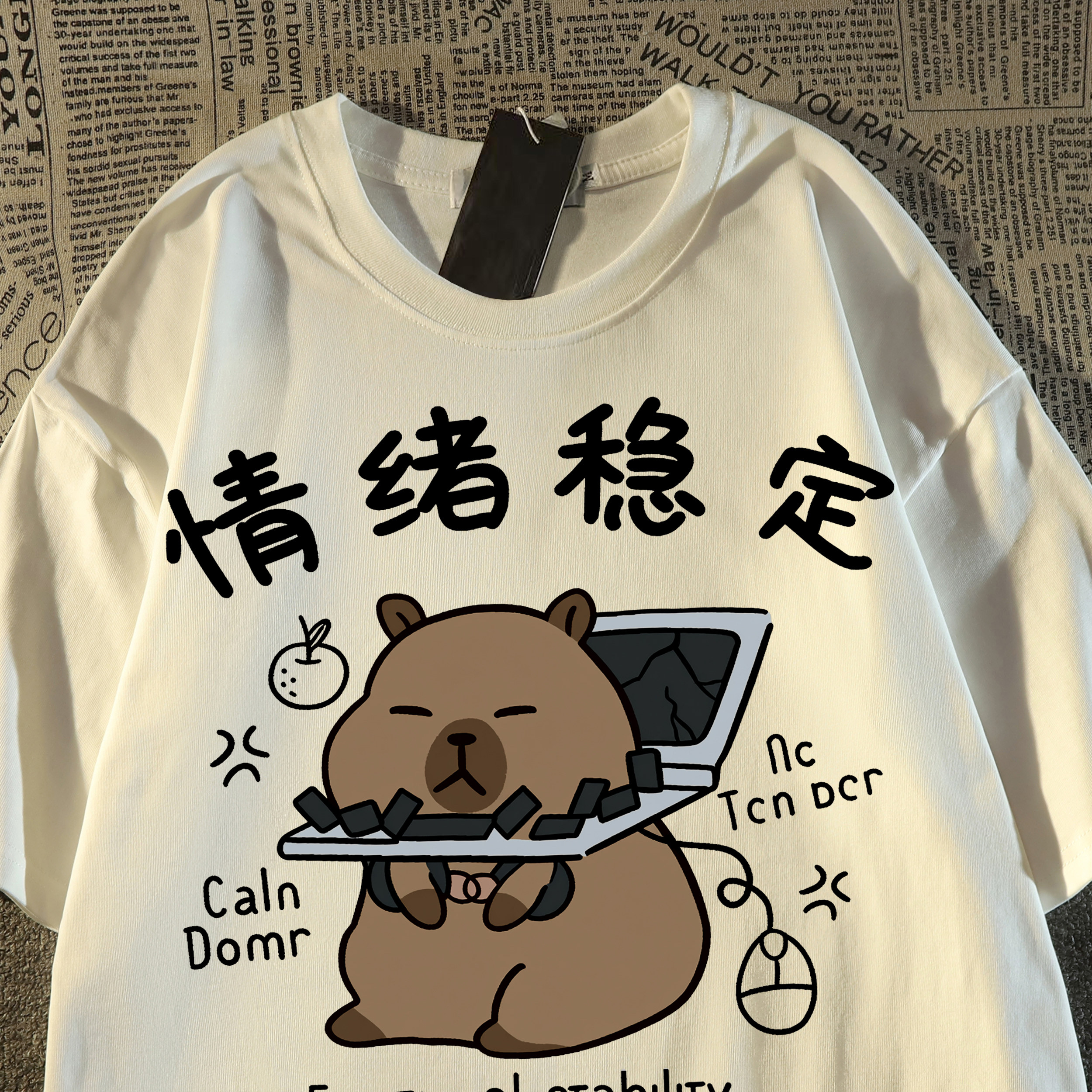 清仓捡漏~限时冲量日系古着卡通趣味文字印花春夏男女纯棉短袖T恤