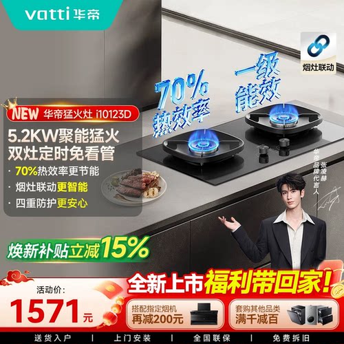 华帝新品燃气灶i10123D天然气双灶一级能效大火力猛火灶官方旗舰