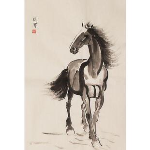 纯手绘徐悲鸿马装饰画国画水墨画办公室画客厅画玄关画壁画山水画