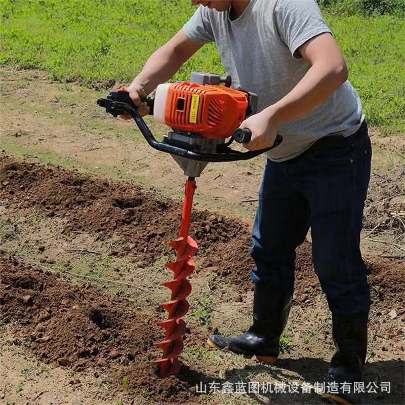 大直径螺旋钻头种植果树挖坑机 1.5米深度汽油小型手提钻坑机