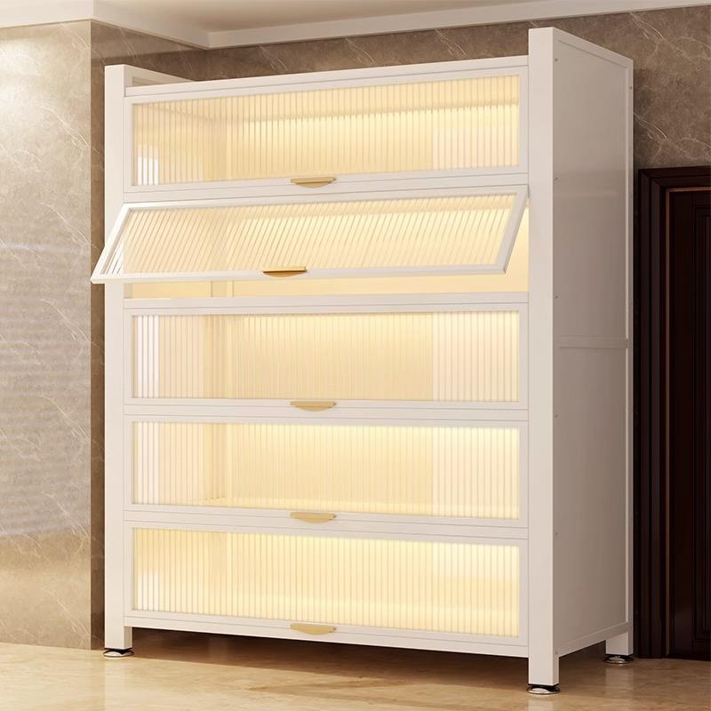 厨房置物架落地多层收纳柜子微波炉家用带门多功能橱柜防尘储物柜