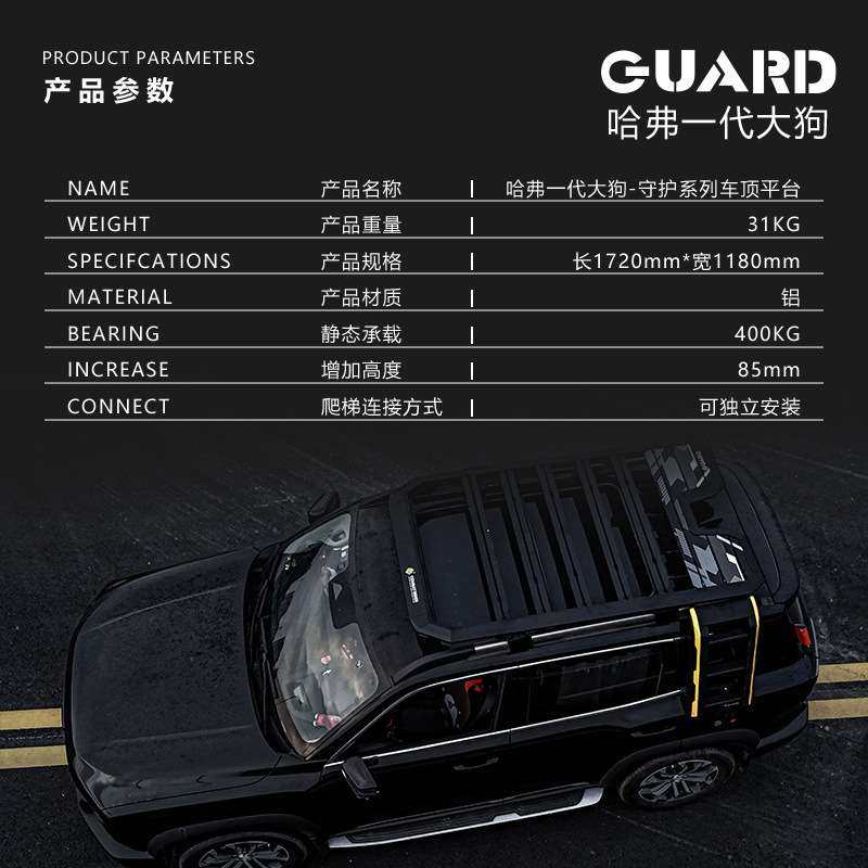 哈佛一代大狗车顶行李架爬梯侧账越野改装车顶拓展平台户外储物架