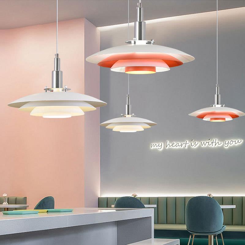 丹麦现代简约吧台灯饰ph5设计客厅个性卧室飞碟白色餐厅吊灯灯具