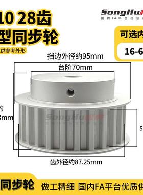 EAR29-T10250-28-B-P-d16孔至56孔T1028齿同步带轮铝合金同步齿轮