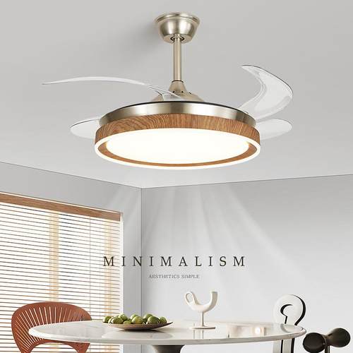 复古隐形风扇灯餐厅客厅卧室吊扇灯全光谱大风力电扇灯吊灯一体