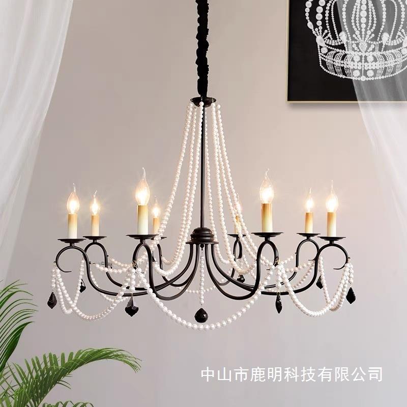 法式轻奢复古黑色吊灯美式简约客厅卧室灯别墅餐厅酒店氛围感灯饰