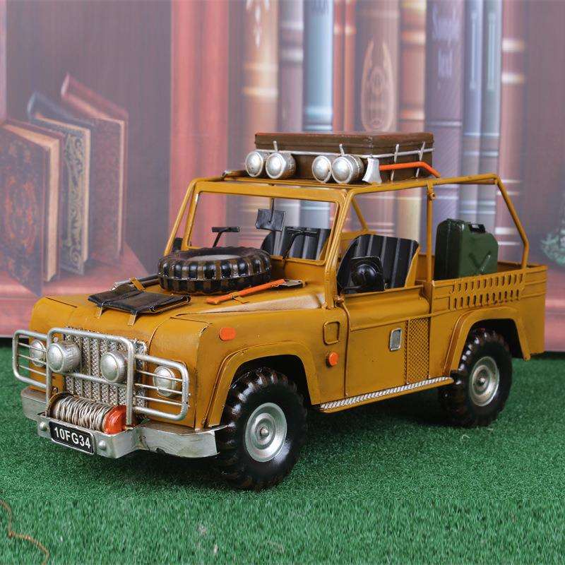 复古创意铁皮越野车老爷车模型家居玄关摆件装饰品酒吧工艺品